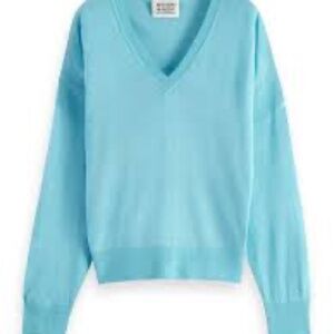 Scotch & Soda Relaxed V-Neck Pullover Sweater - SMALL - Topaz Melange